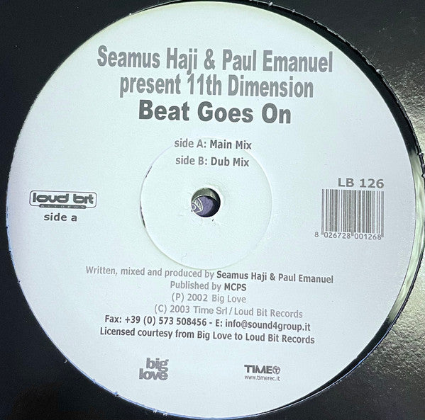 Seamus Haji & Paul Emanuel* Present 11th Dimension : Beat Goes On  (12")
