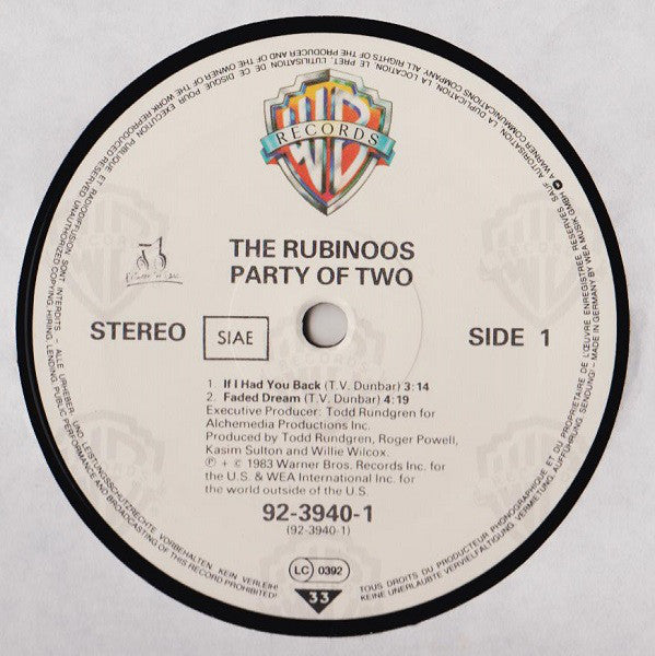 The Rubinoos : Party Of Two (12", MiniAlbum)