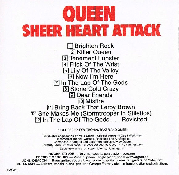 Queen : Sheer Heart Attack (CD, Album, RE, RM)