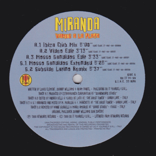 Miranda (5) : Vamos A La Playa (12", Pic)