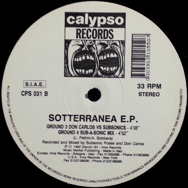 Subsonic Posse* & Don Carlos : Sotterranea E.P. (12", EP)