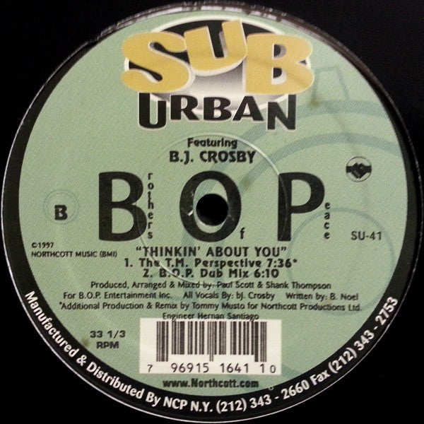 B.O.P. Featuring BJ Crosby : Thinkin' About You (12")