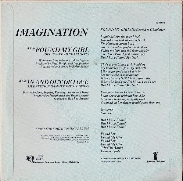 Imagination : Found My Girl (7")