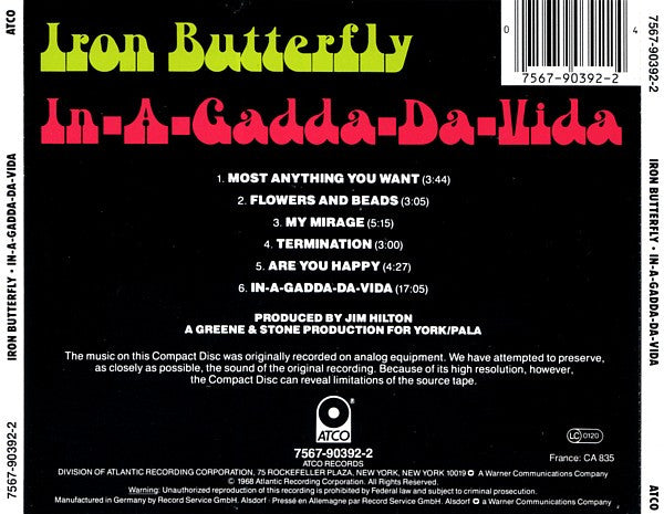 Iron Butterfly : In-A-Gadda-Da-Vida (CD, Album, RE)