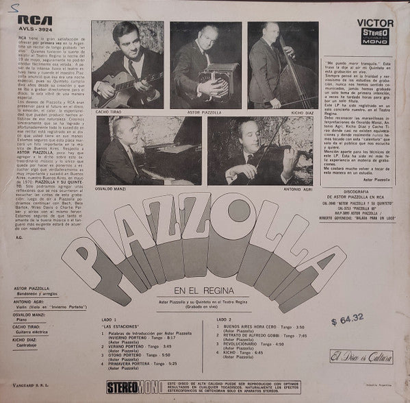 Astor Piazzolla Y Su Quinteto : En El Teatro Regina (LP, Album)