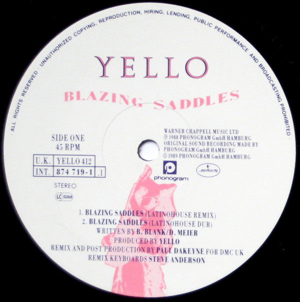 Yello : Blazing Saddles (12", Single)