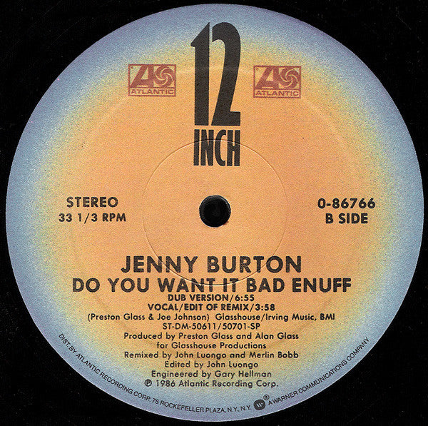 Jenny Burton : Do You Want It Bad Enuff (12", Single)