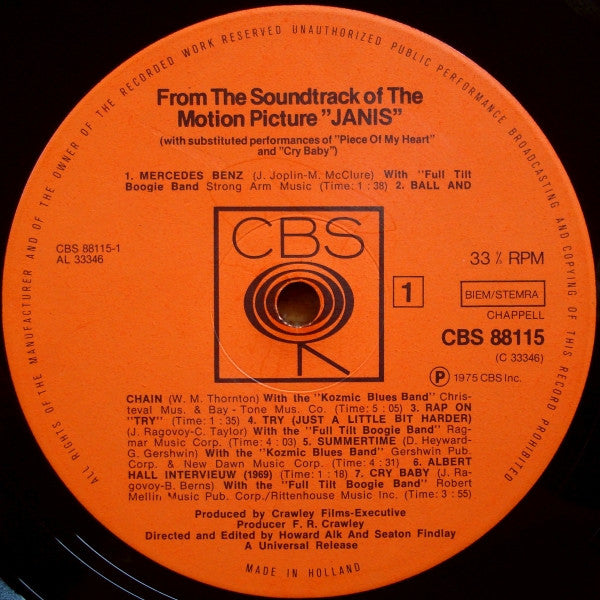 Janis Joplin : Janis (2xLP, Comp, Mono)