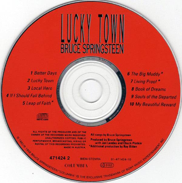 Bruce Springsteen : Lucky Town (CD, Album, RP)