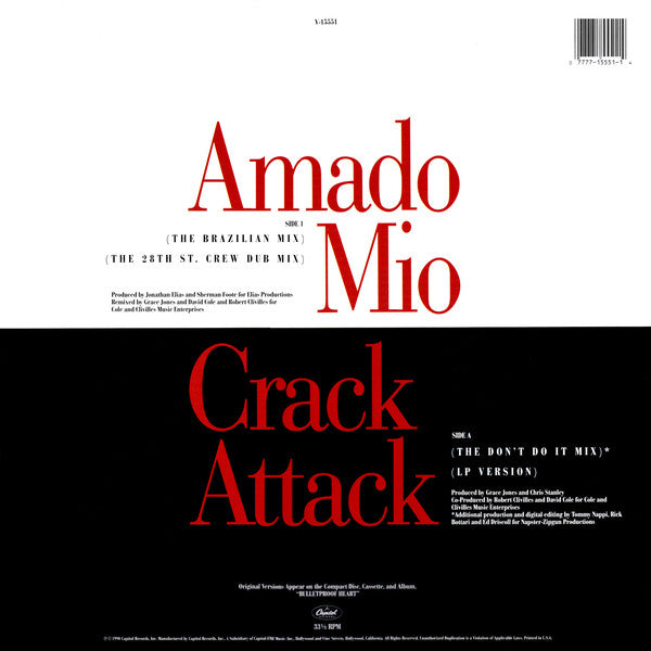 Grace Jones : Amado Mio / Crack Attack (12", Single)