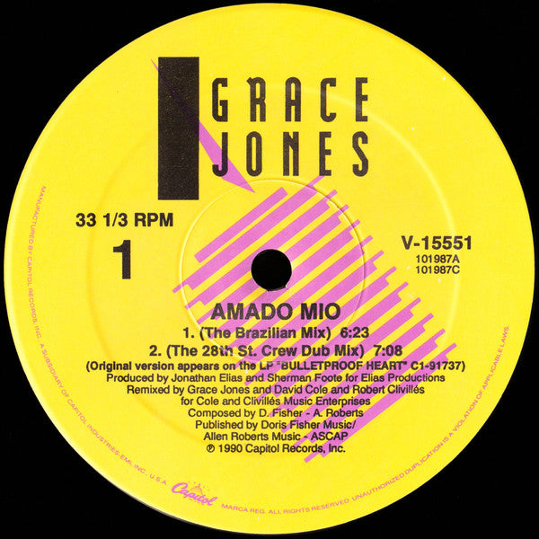 Grace Jones : Amado Mio / Crack Attack (12", Single)
