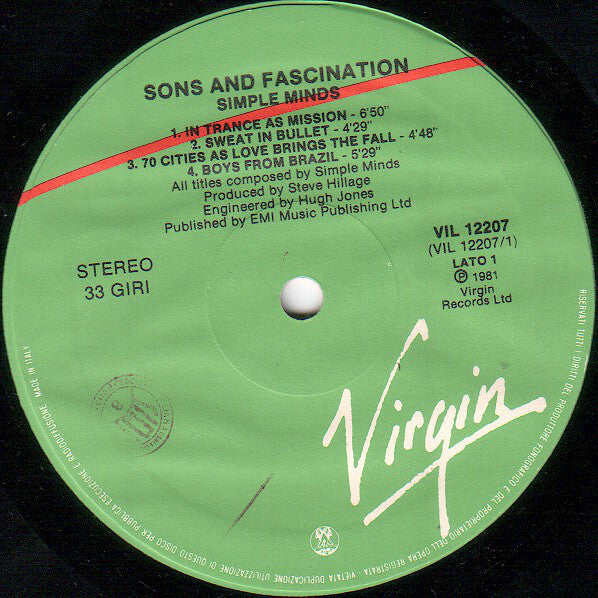 Simple Minds : Sons And Fascination (LP, Album)