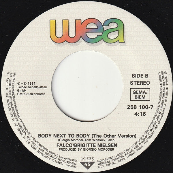 Falco Meets Brigitte Nielsen : Body Next To Body (7", Single)