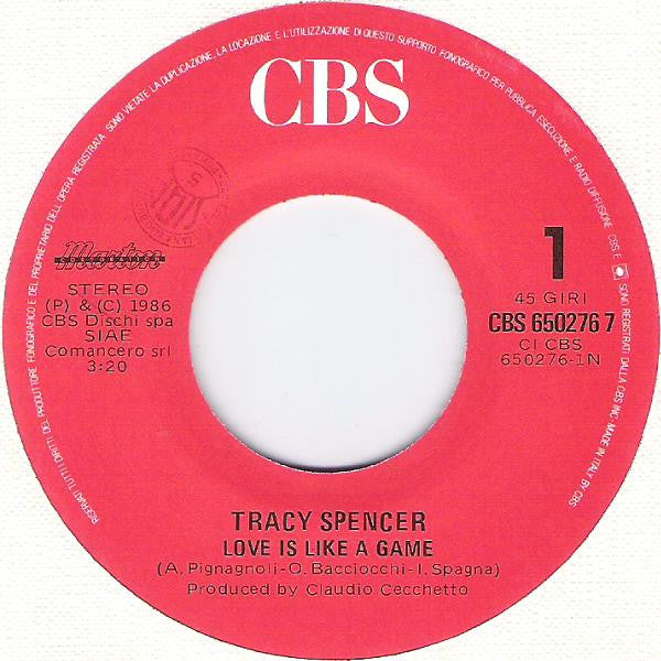 Tracy Spencer : Love Is Like A Game (7", Single)