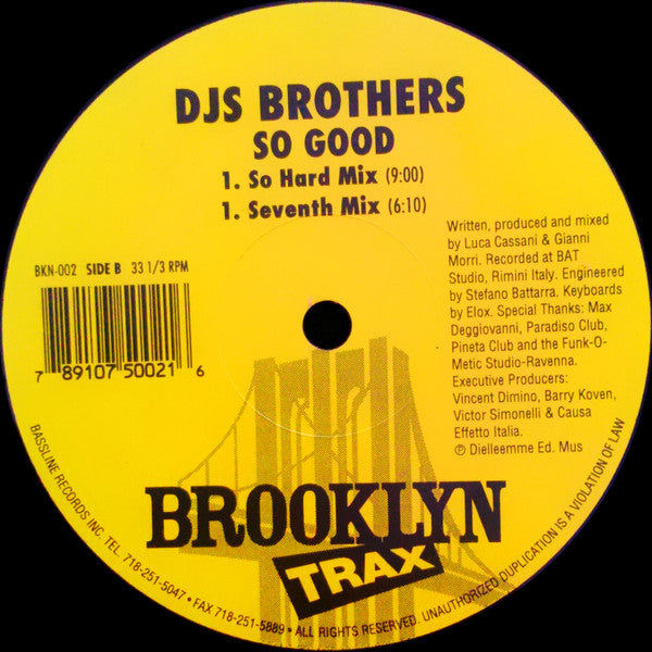 DJs Brothers : So Good (12")