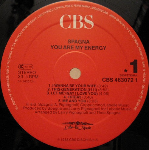 Spagna* : You Are My Energy (LP, Album)