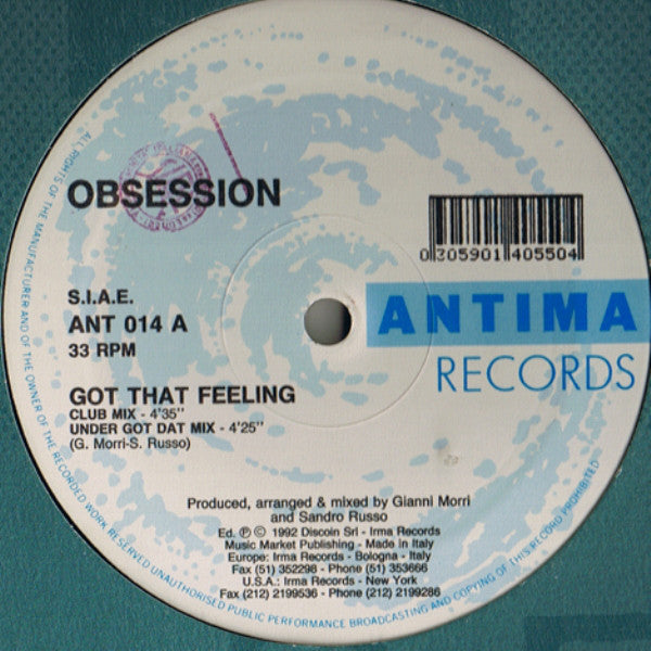 Obsession (8) : Got That Feeling (12")