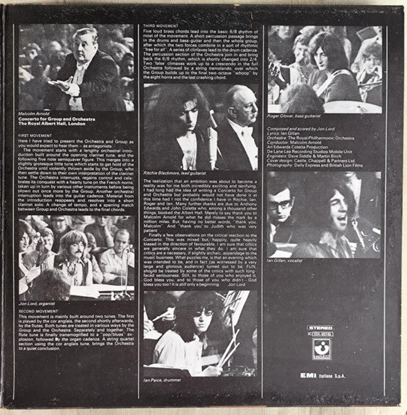 Deep Purple, The Royal Philharmonic Orchestra* Conducted By Malcolm Arnold : Concerto For Group And Orchestra (LP, Album, RE, Gat)