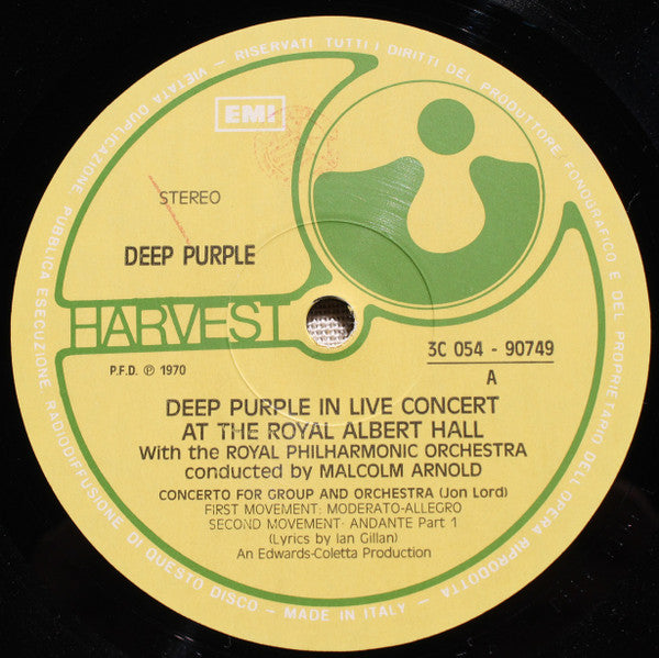 Deep Purple, The Royal Philharmonic Orchestra* Conducted By Malcolm Arnold : Concerto For Group And Orchestra (LP, Album, RE, Gat)
