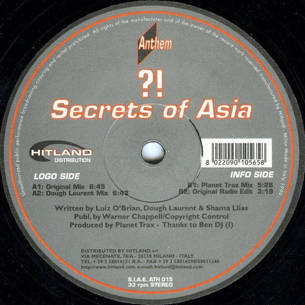 ?! : Secrets Of Asia (12")