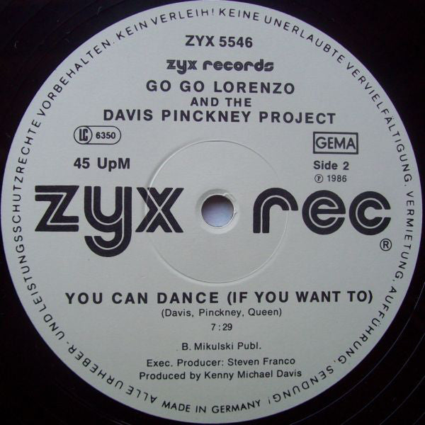 Go Go Lorenzo And The Davis Pinckney Project* : You Can Dance (If You Want To) (12")