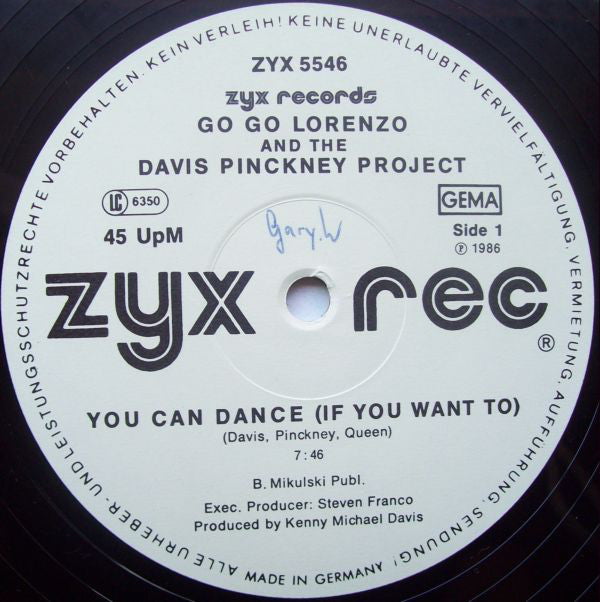 Go Go Lorenzo And The Davis Pinckney Project* : You Can Dance (If You Want To) (12")