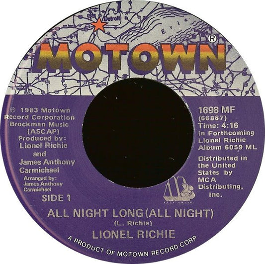Lionel Richie : All Night Long (All Night) / Wandering Stranger (7", Single)