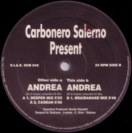 Carbonero Salerno : Andrea (12")