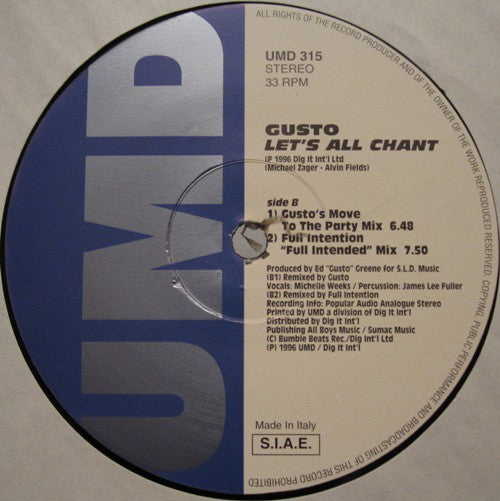 Gusto : Let's All Chant (12")