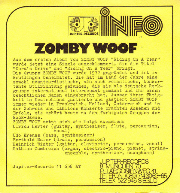 Zomby Woof : Dora's Drive / Mary Walking Through The Woods (7", Single)