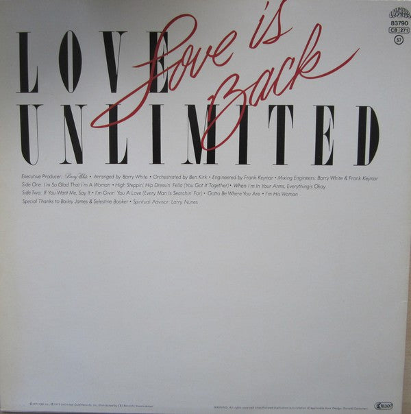 Love Unlimited : Love Is Back (LP, Album)