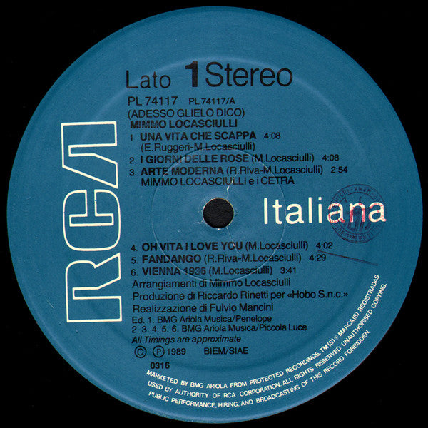 Mimmo Locasciulli : (Adesso Glielo Dico) (LP, Album)