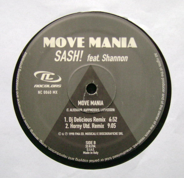 Sash! Feat. Shannon : Move Mania (12")