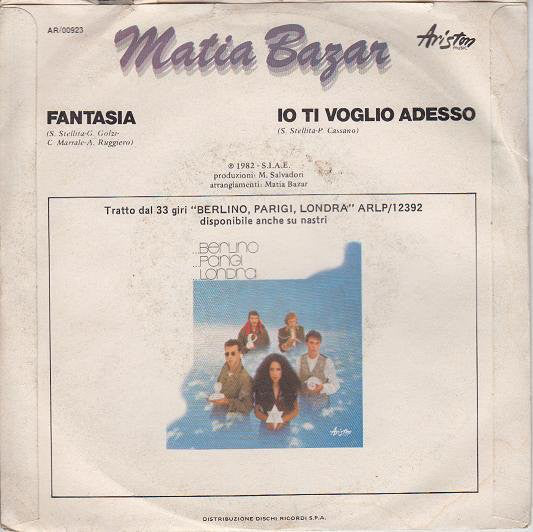 Matia Bazar : Fantasia (7")