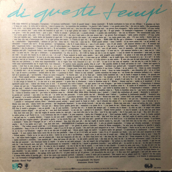 Gianni Togni : Di Questi Tempi (LP, Album)