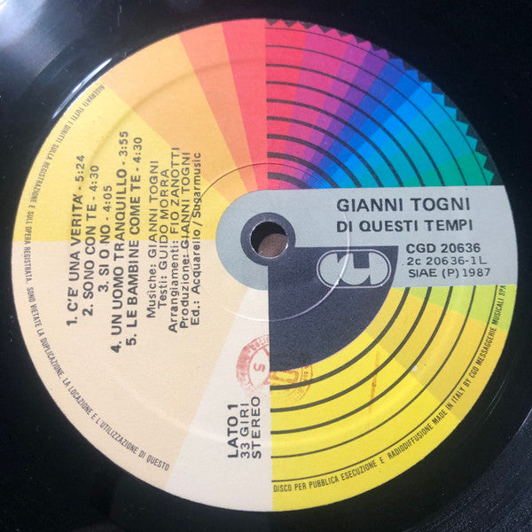 Gianni Togni : Di Questi Tempi (LP, Album)