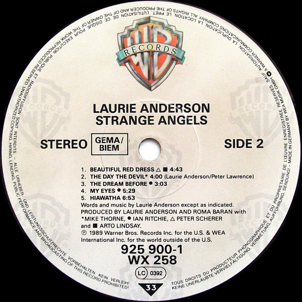 Laurie Anderson : Strange Angels (LP, Album)