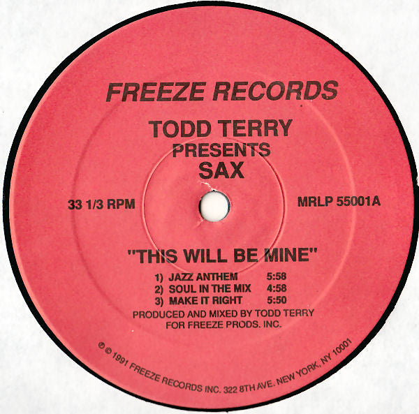 Todd Terry Presents Sax : This Will Be Mine (2xLP)