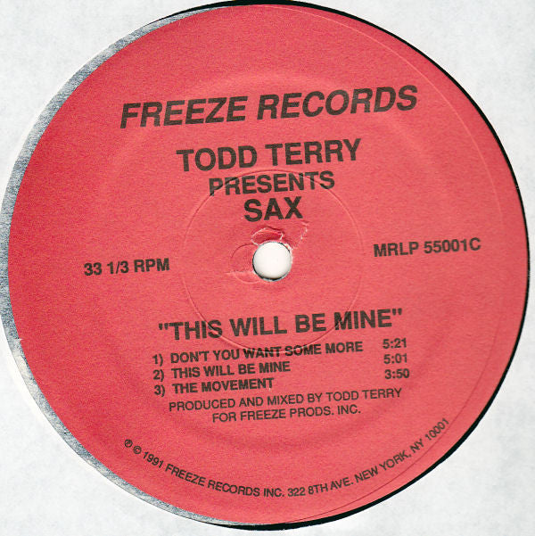 Todd Terry Presents Sax : This Will Be Mine (2xLP)