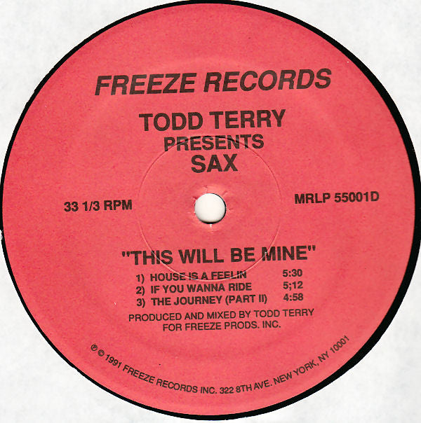 Todd Terry Presents Sax : This Will Be Mine (2xLP)