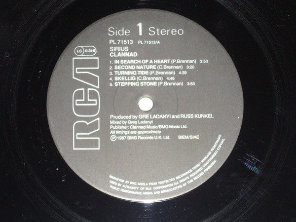 Clannad : Sirius (LP, Album, Gat)