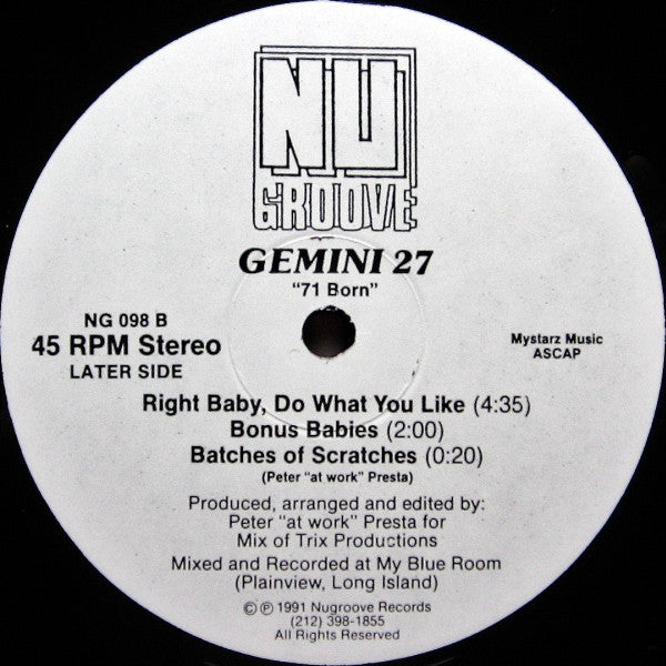 Gemini 27 : 71 Born (12")
