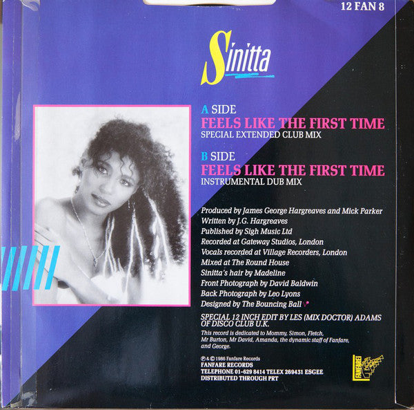 Sinitta : Feels Like The First Time (Special Extended Club Mix) (12")