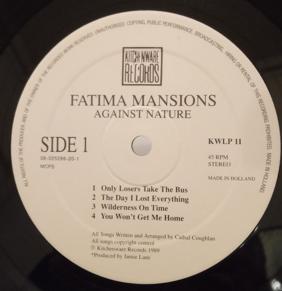 Fatima Mansions* : Against Nature (LP, Album, Whi)