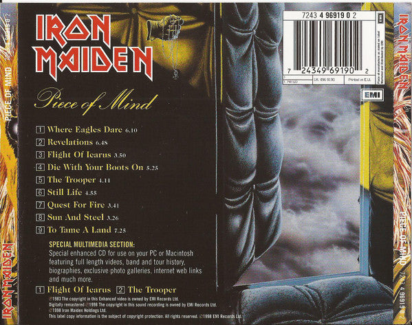 Iron Maiden : Piece Of Mind (CD, Album, Enh, RE, RM, RP)