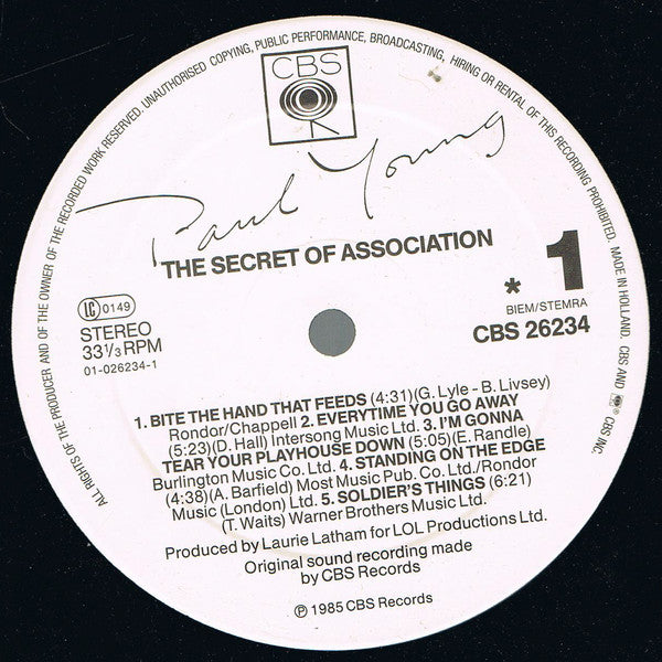 Paul Young : The Secret Of Association (LP, Album)