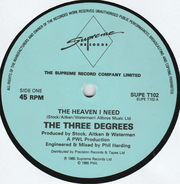 The Three Degrees : The Heaven I Need (12", Single)