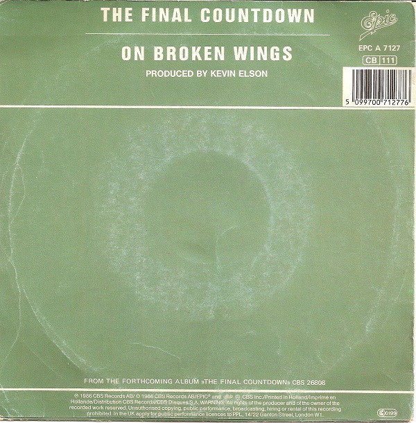 Europe (2) : The Final Countdown (7", Single)