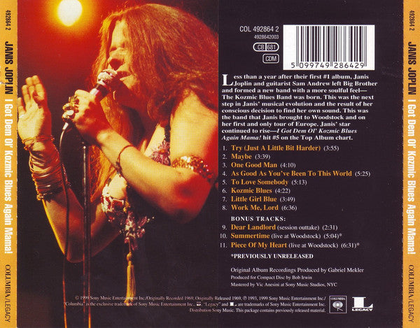 Janis Joplin : I Got Dem Ol' Kozmic Blues Again Mama! (CD, Album, RE, RP)