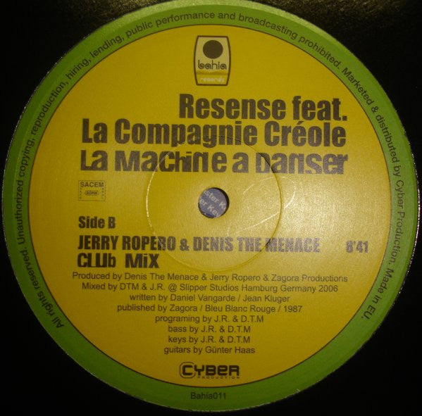 Resense Feat. La Compagnie Créole : La Machine A Danser (12")